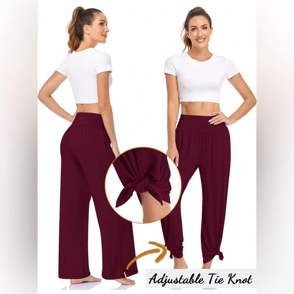 UEU Maroon Loose Wide Leg Cozy Pants Yoga Sweatpants Comfy High Waisted Size L - Picture 1 of 8